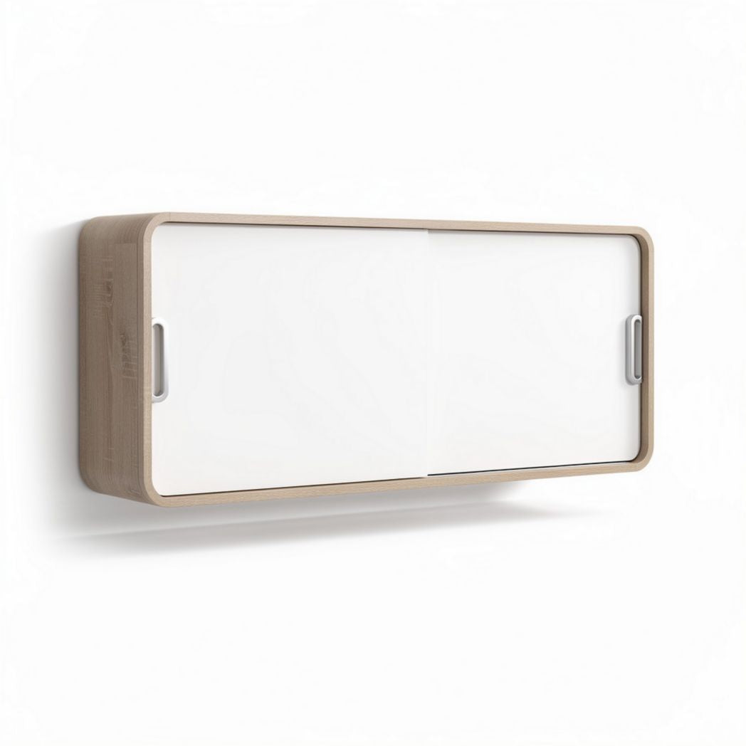 Étagère murale en bois avec portes blanches pour espace de rangement 60 x 30 x 15cm