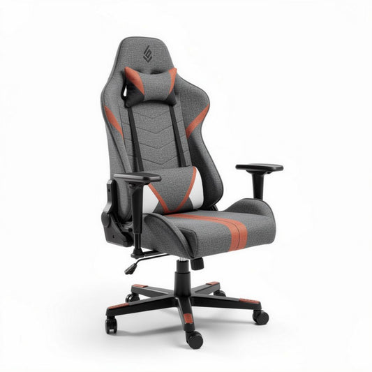 Chaise de bureau ergonomique en tissu gris avec accoudoirs réglables 70 x 60 x 120cm