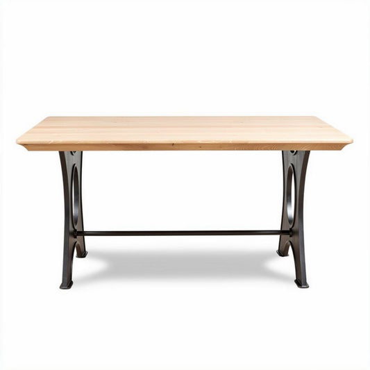 Table à manger en bois naturel avec pieds en métal 150 x 75 x 75cm