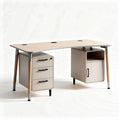 Bureau en bois avec tiroirs de rangement dimensions 150 x 70 x 75cm couleur beige