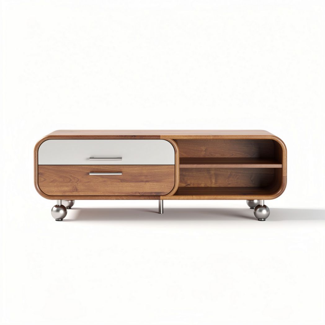 Meuble TV en bois avec tiroirs et étagères dimensions 120 x 40 x 45cm