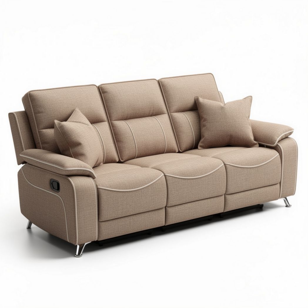 Canapé en tissu beige avec coussins rétractables 200 x 90 x 85cm
