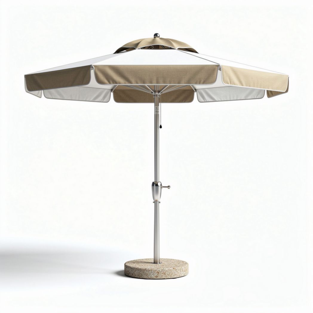 Parasol déporté beige en aluminium avec base en béton 250 x 250 x 270cm