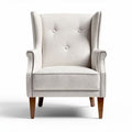 Fauteuil en tissu beige avec accoudoirs en bois dimensions 75 x 70 x 85cm