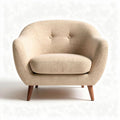 Fauteuil en tissu beige avec pieds en bois de 80 x 80 x 70cm