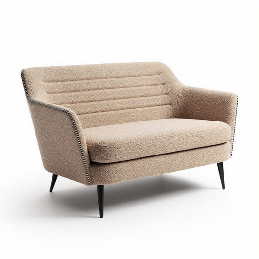 Canapé en tissu beige avec accoudoirs et pieds en métal 120 x 75 x 85cm